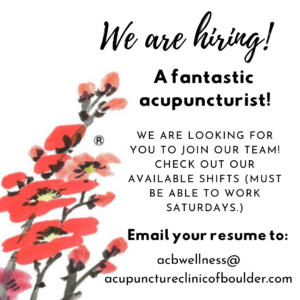 Boulder, CO -The Acupuncture Clinic of Boulder is Hiring an Acupuncturist